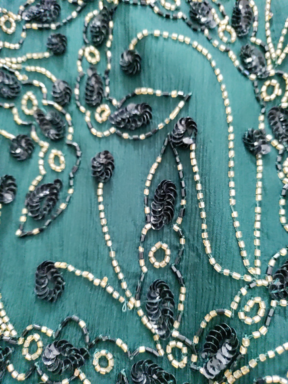 Vintage J Kara New York 100%Silk Sequin Green Size XXL