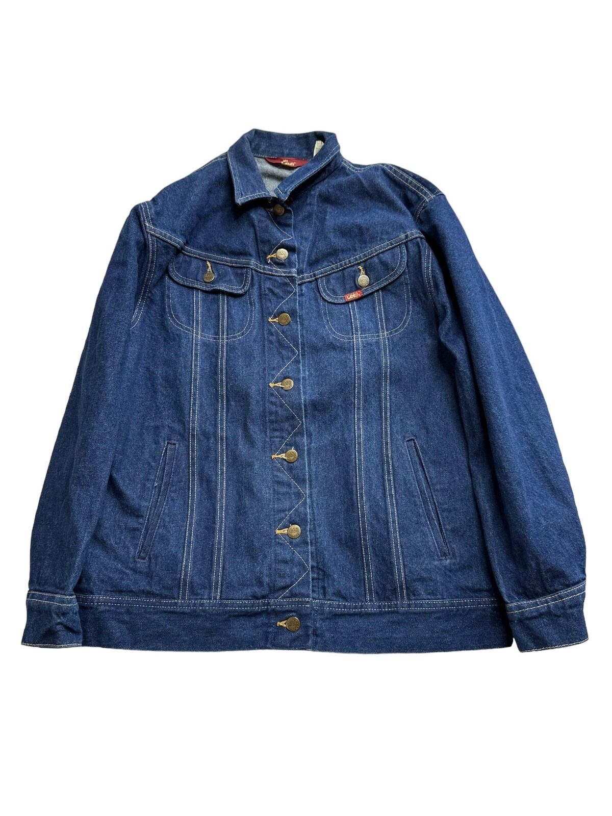 Vintage 90s Ms Lee Denim Jean Trucker Jacket Womens Size 9/10 40 Dark