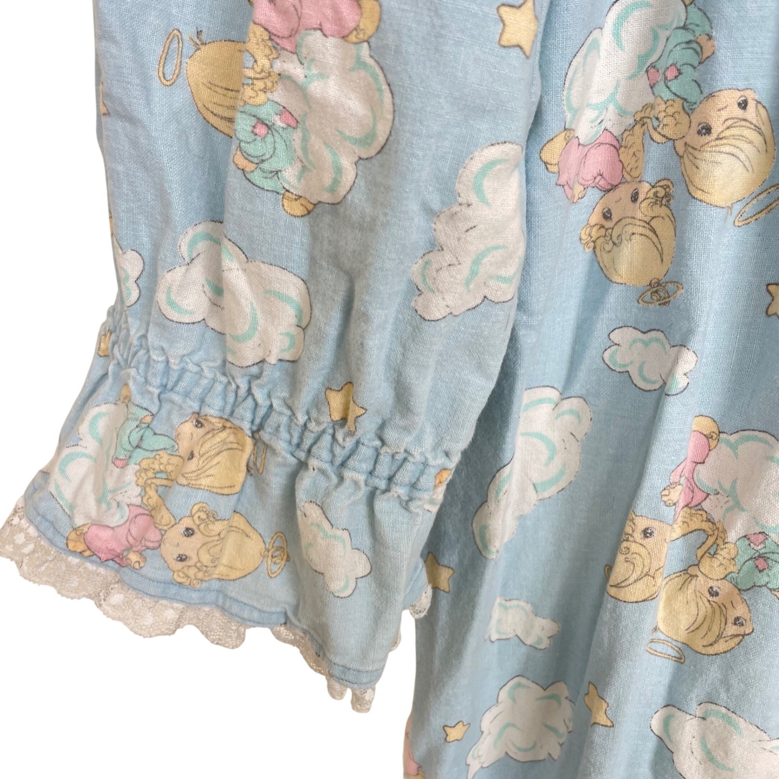 Vtg Precious Moments Womens Nightgown Sz XL Long Sleeve Flannel Angels Cottage