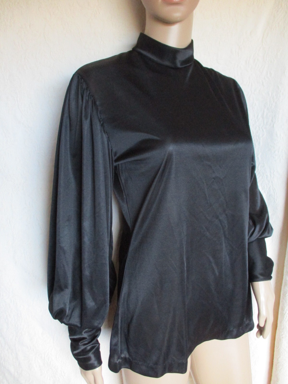 Vintage West-Set CA top S ? Dynasty Era Blouse Black knit Long Balloon sleeve