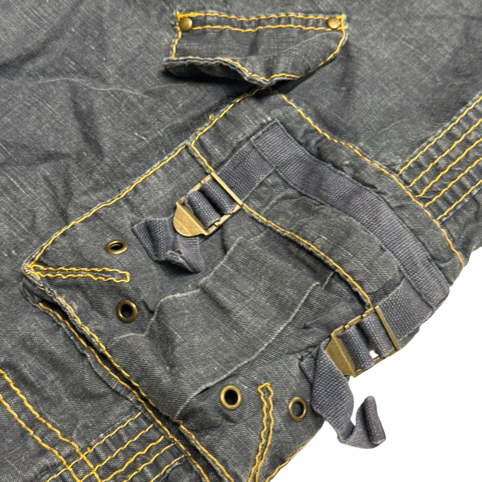 VTG Y2K Sugar Lips Women’s Blue S Cargo Drawstring Zipper Straps Parachute Pant