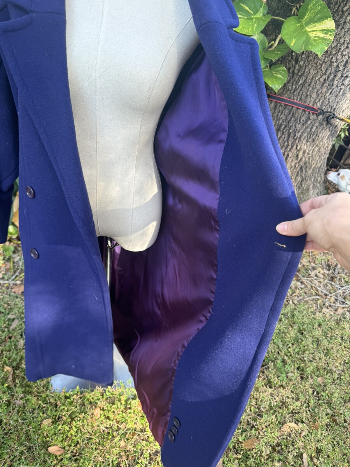 Vintage 100% Wool Trench Coat Purple Petite USA Union Made Retro S-M