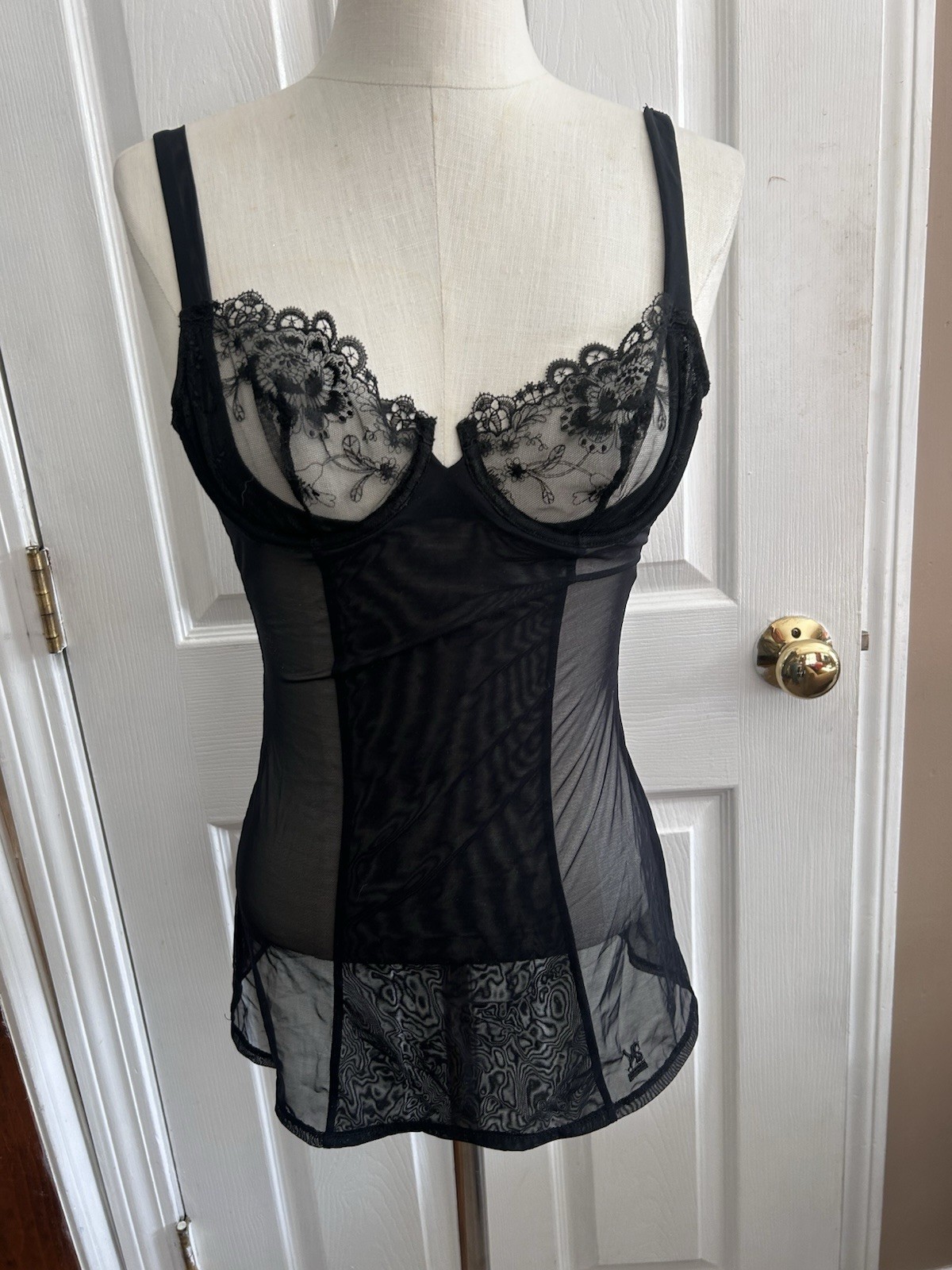 Victoria’s Secret 2008 Black Lingerie Babydoll SZ 34 B Lace Sexy