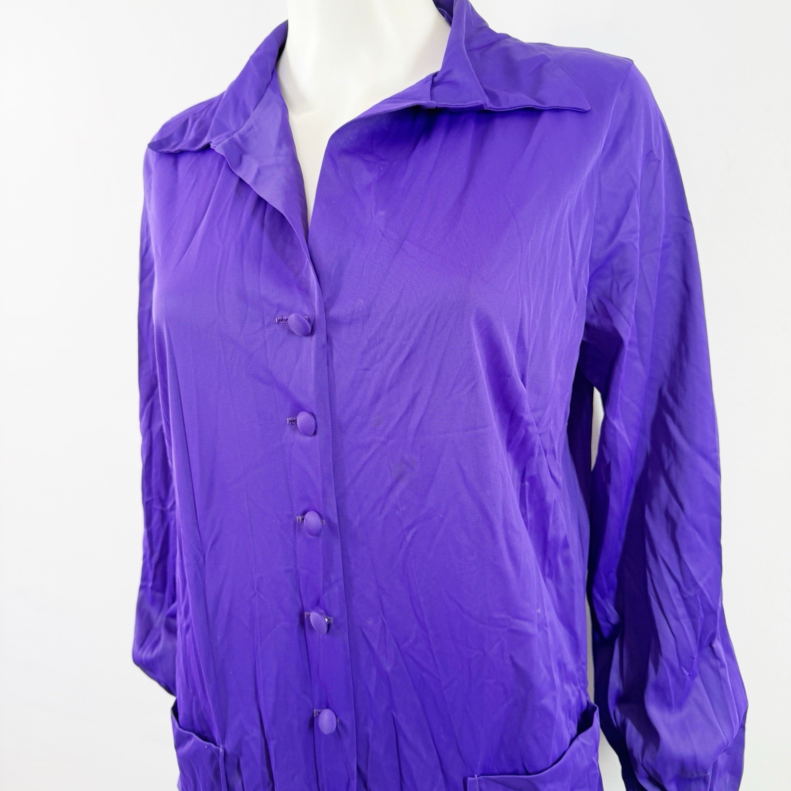 Vintage Le Voy’s Purple Shirt Maxi Dress Size M Casual Modest Classic Collared