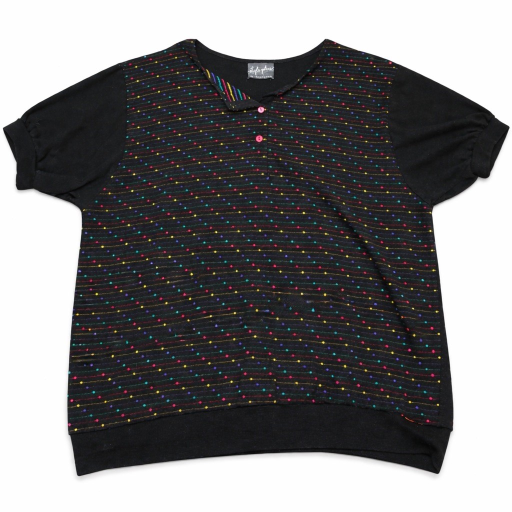 Style Plus Of California USA Made Black Neon Button Up Shirt 1990’s