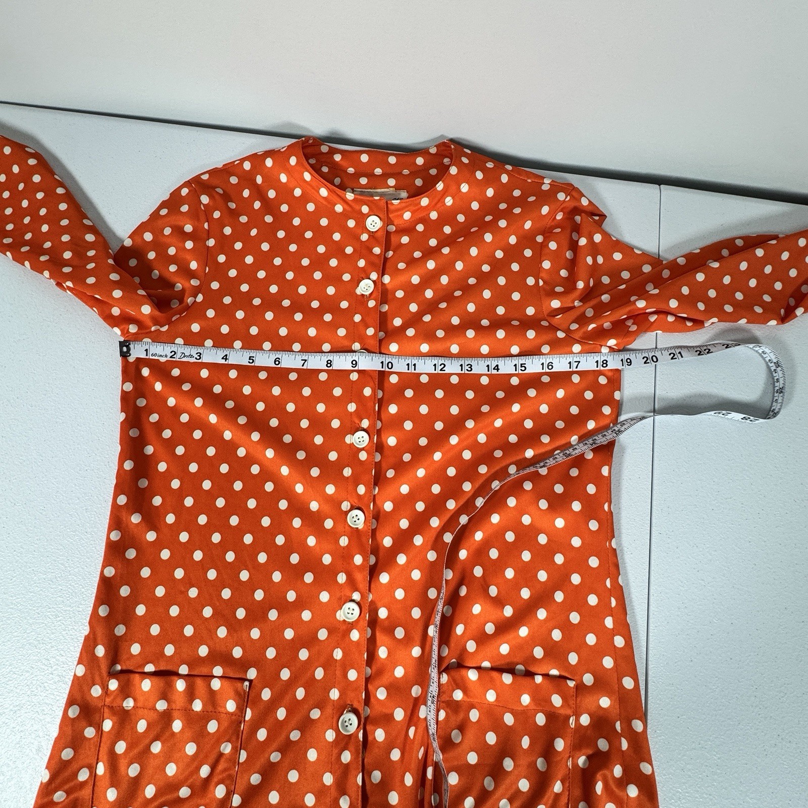 Vintage Polka Dot 2 Piece Set Orange Blouse Camisole Belt Retro Pin Up S