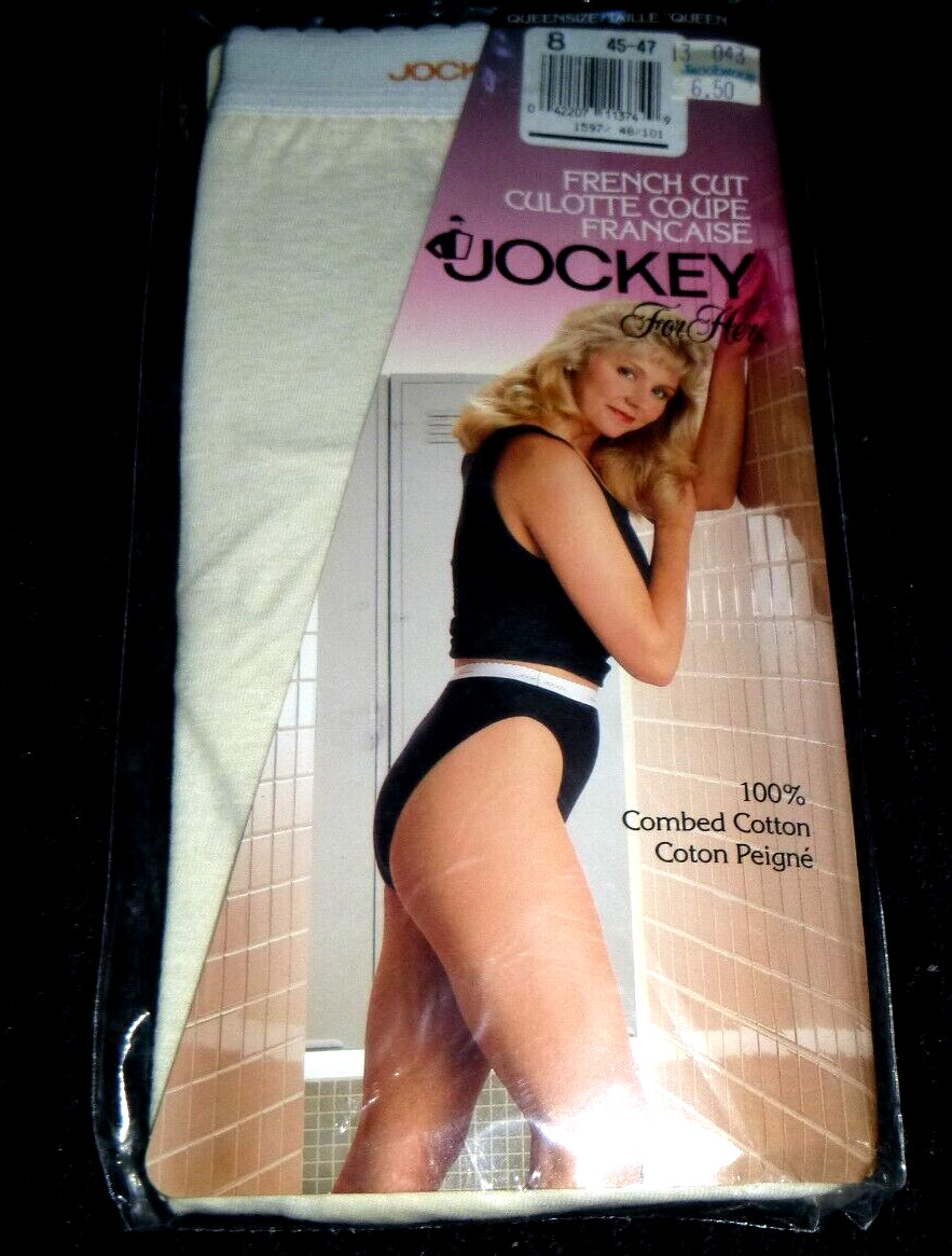 Vtg 1990 Jockey For Her French Cut Cotton Panties Underwear Sz 8 Off WHite
