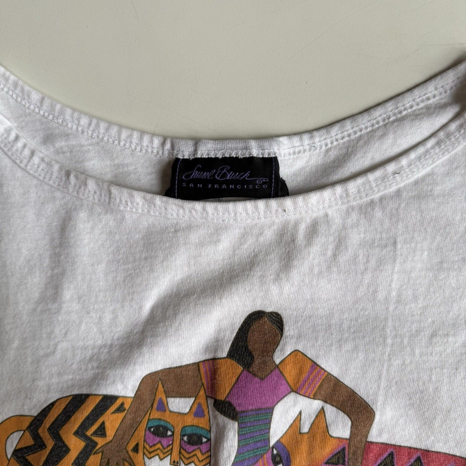 Rainbow Cat Cousins Laurel Burch Graphic Kittens Art Vintage USA 80s 90s T-Shirt