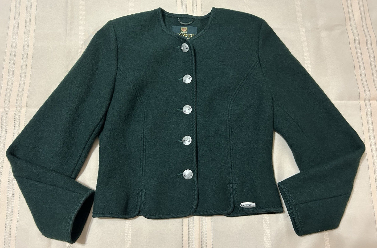 Vintage Giesswein Forest Green Wool Alpine Loden Jacket Small Folklore