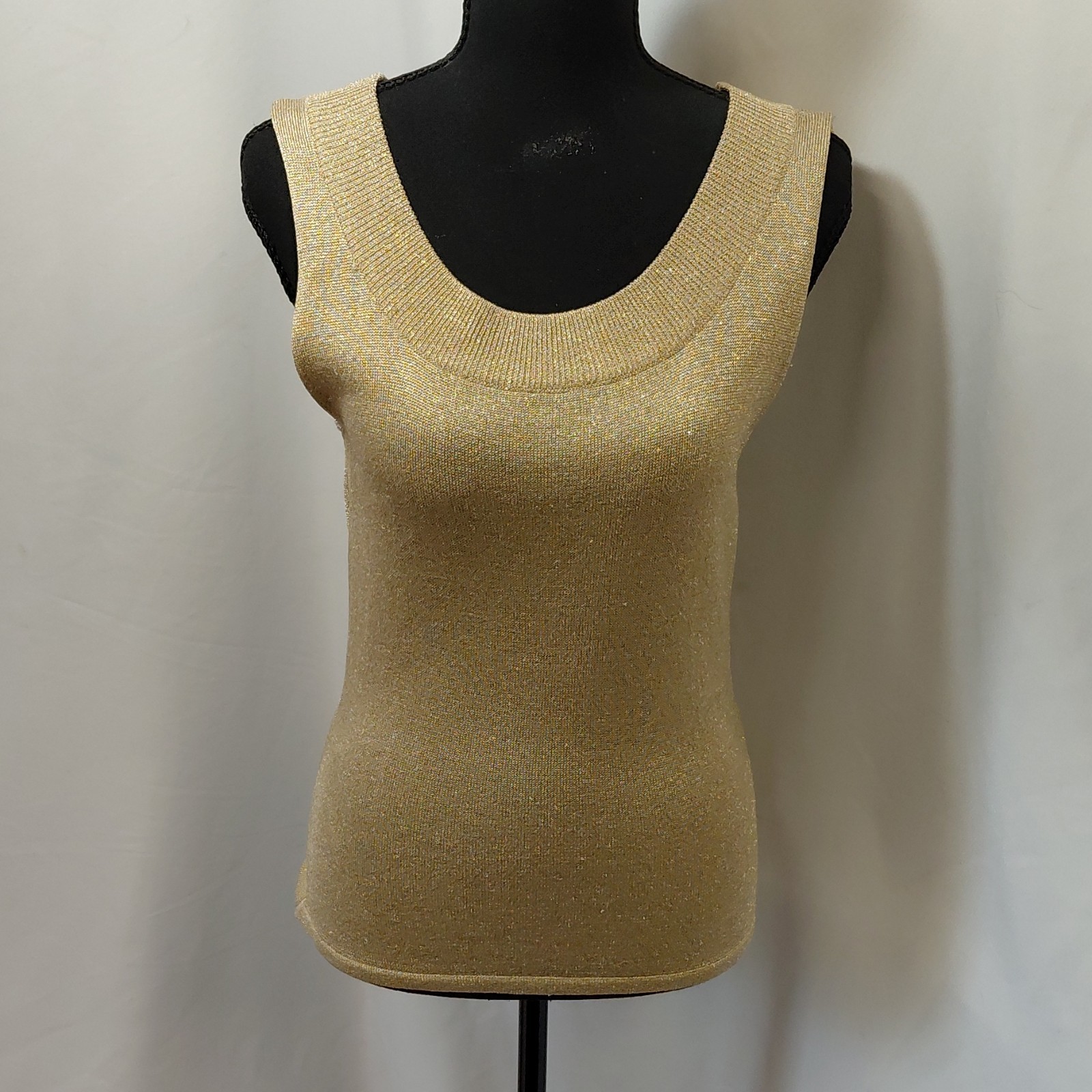 Christine Phillipe Metallic Gold Vintage 1990s Tank Top Medium Rayon Blend
