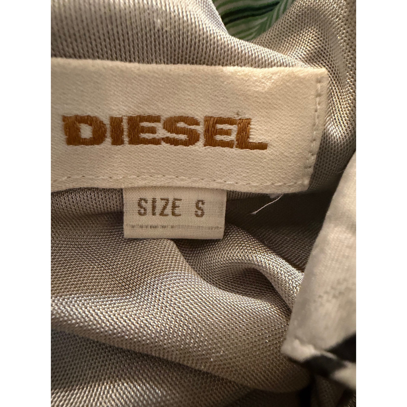 Diesel Vintage Satin Cowl Neck Shift Geometric Pattern W/Pockets Retro! S