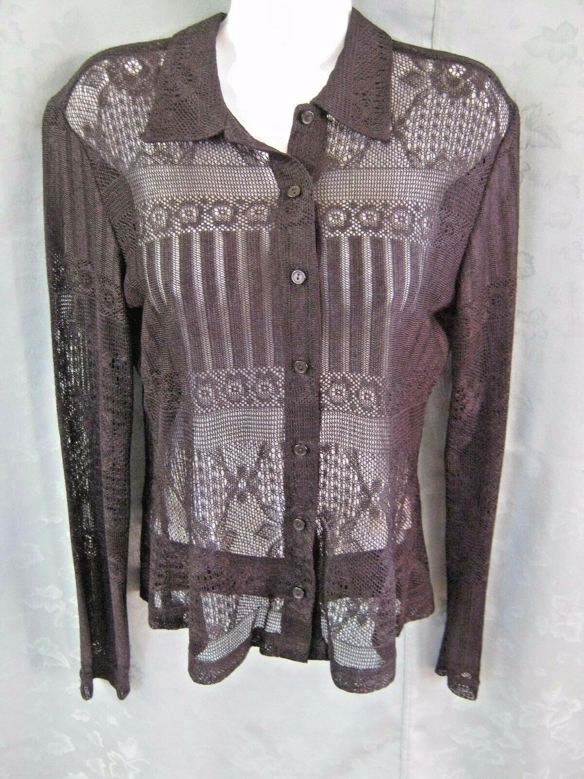 VTG 90’s Next Era Shirt Size Large Sheer Lightweight Woven Lacy Top