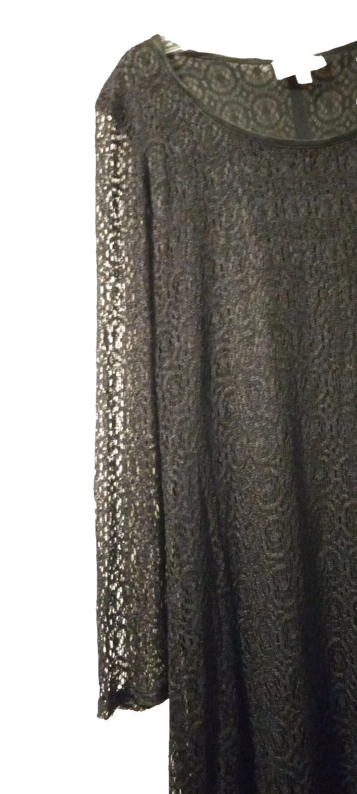 Black Lace Sheath Dress Size 10 Long Sleeve Lined Cocktail LBD Elegant