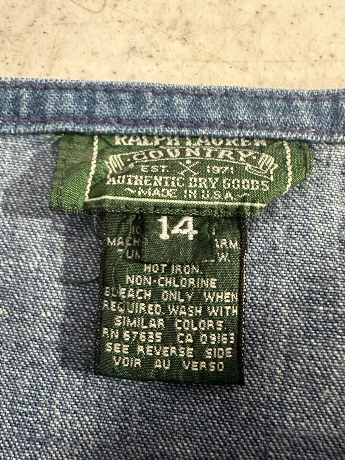NWT Vintage Ralph Lauren Country 14 Denim Wrap Skirt 100% Cotton Blue Union A58