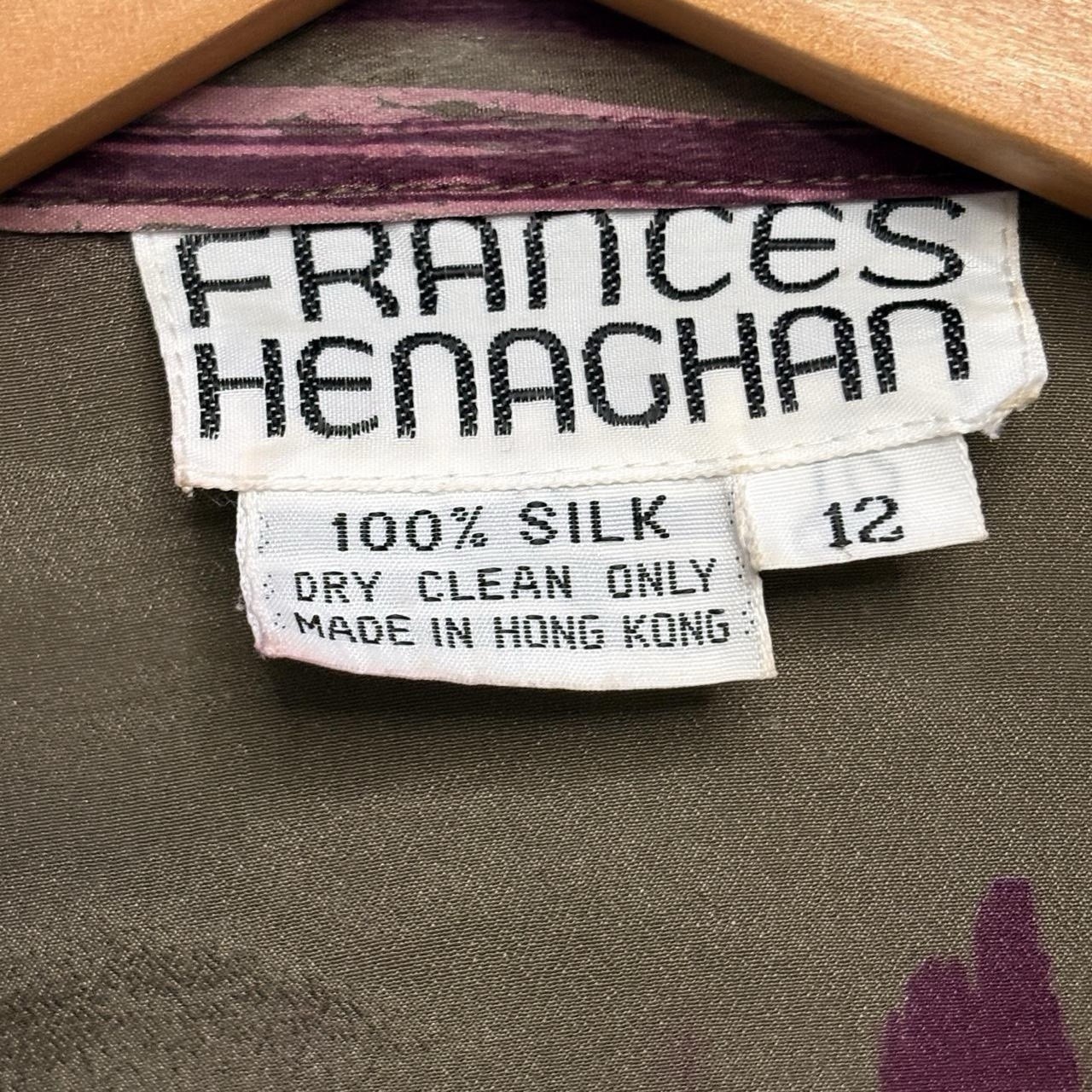 VTG Frances Henaghan Silk Indie Blouse Women’s M Abstract Art Shoulder Pads 80s