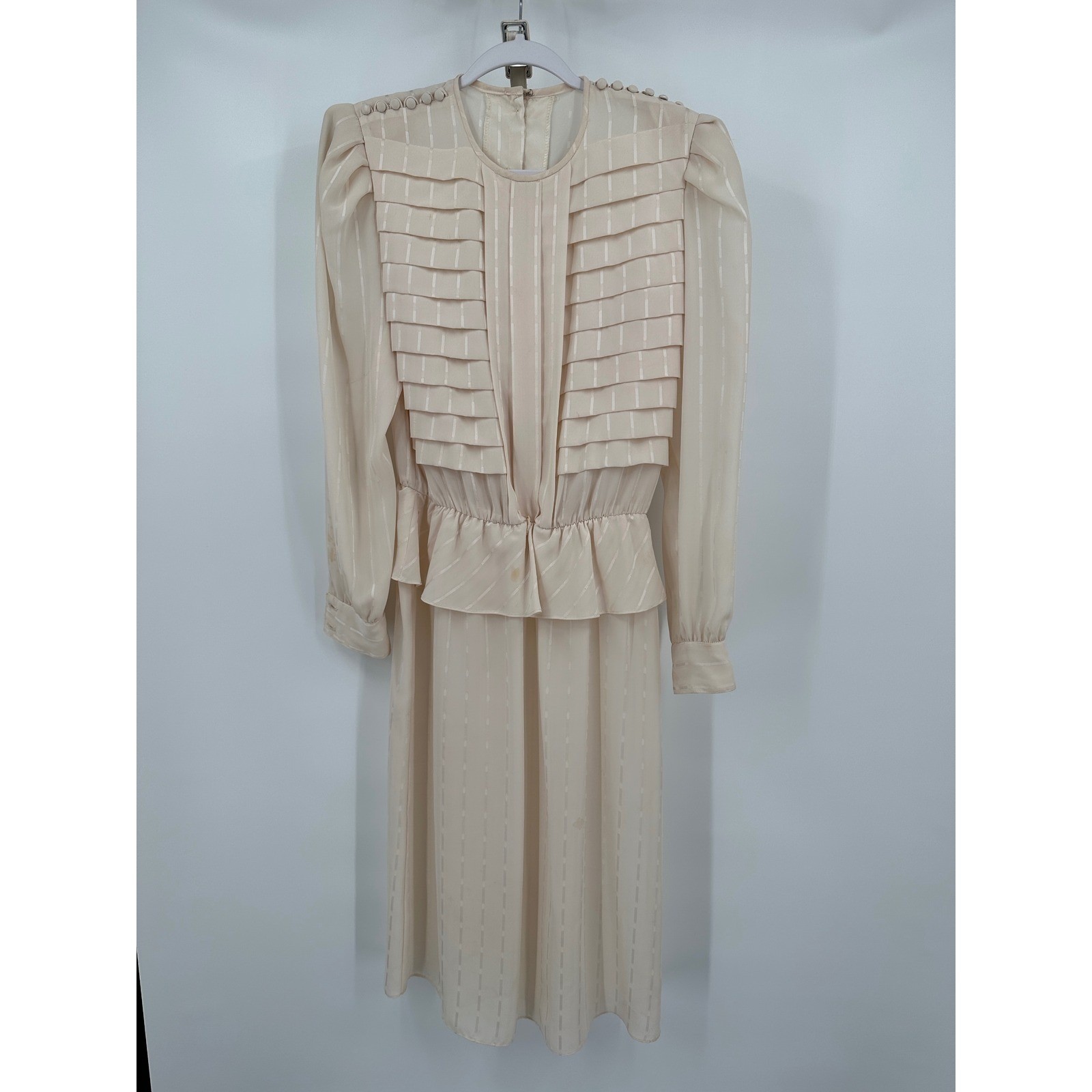 Women Vintage Victorian Revival Midi Dress Size L Romantic Cottagecore Secretary