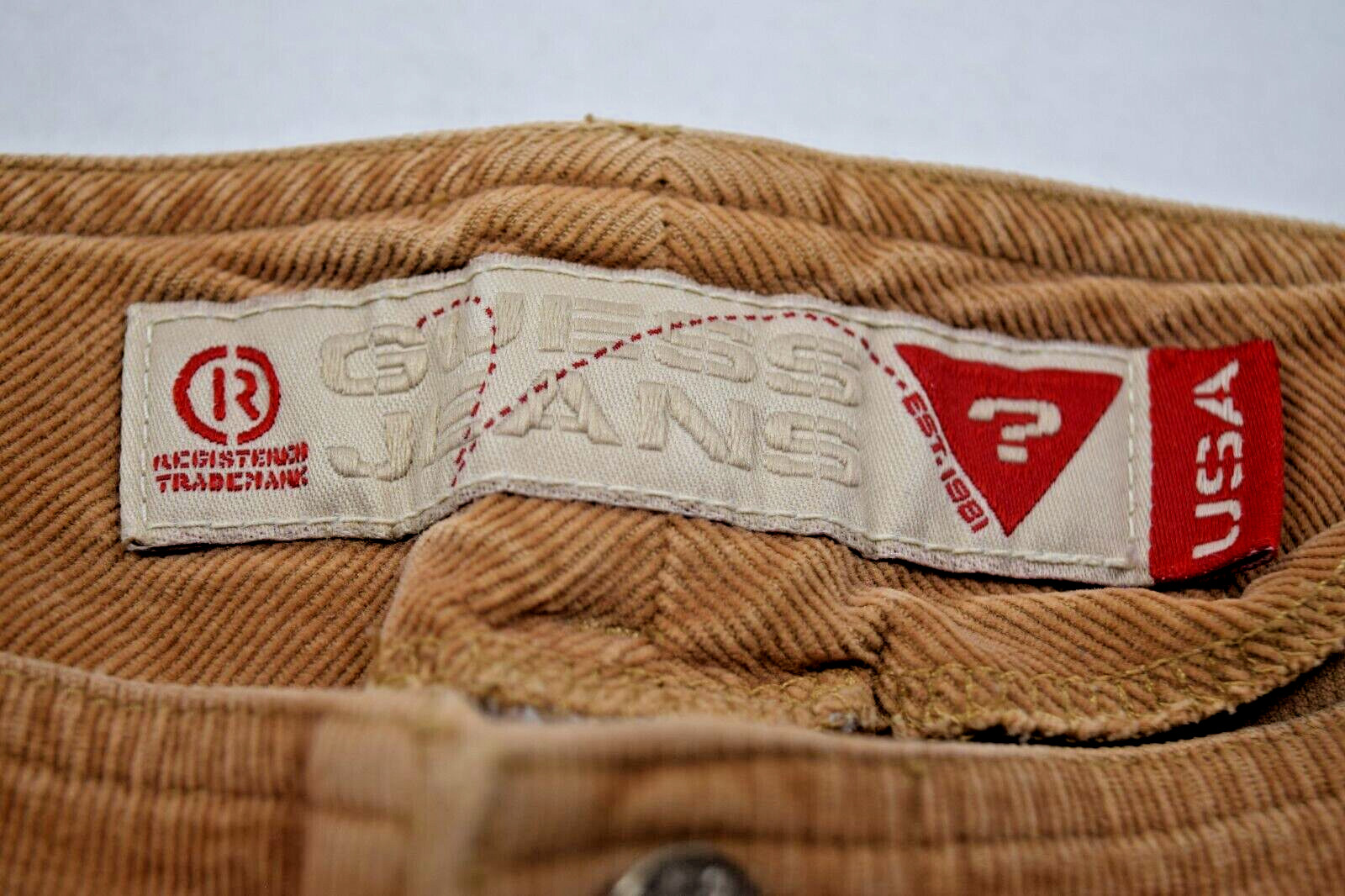 Vintage Guess Pants Corduroy Flare Leg Size S/M 90s Golden Beige Soft