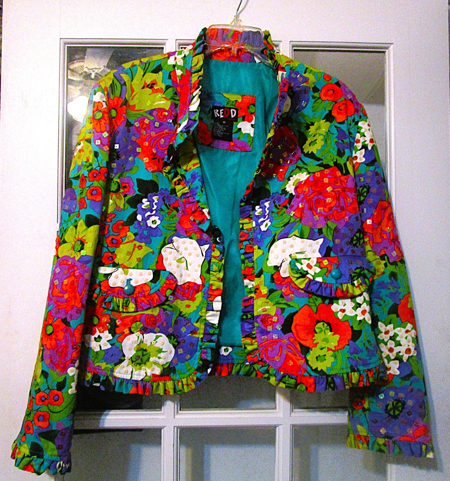 Clothing: Y2K Vtg Redd Jeans Colorful Jacket Size 10 Cotton/Spandex – Lined