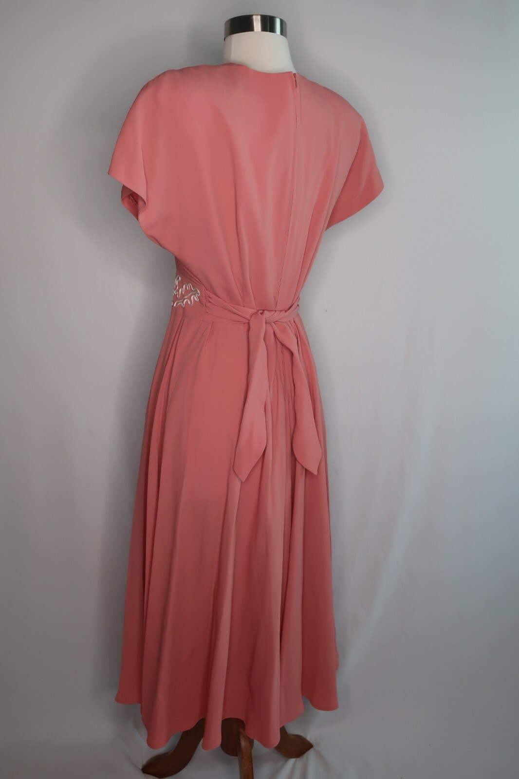 Donna Ricco Pink White Wrap Belted Evening Cocktail Dress Sz 10P USA Made