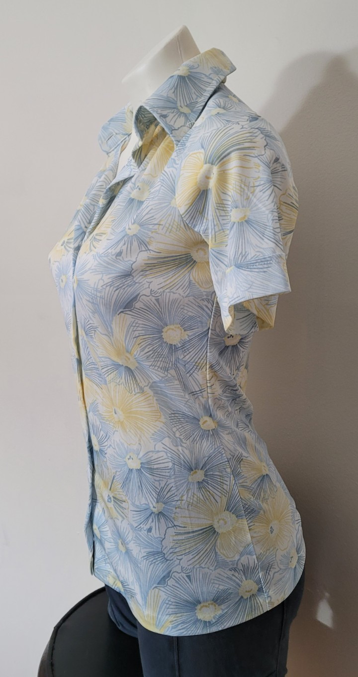 Vintage Womens Button Down Short Sleeve Shirt Top 60s 70s Alfred Dunner 8 Small