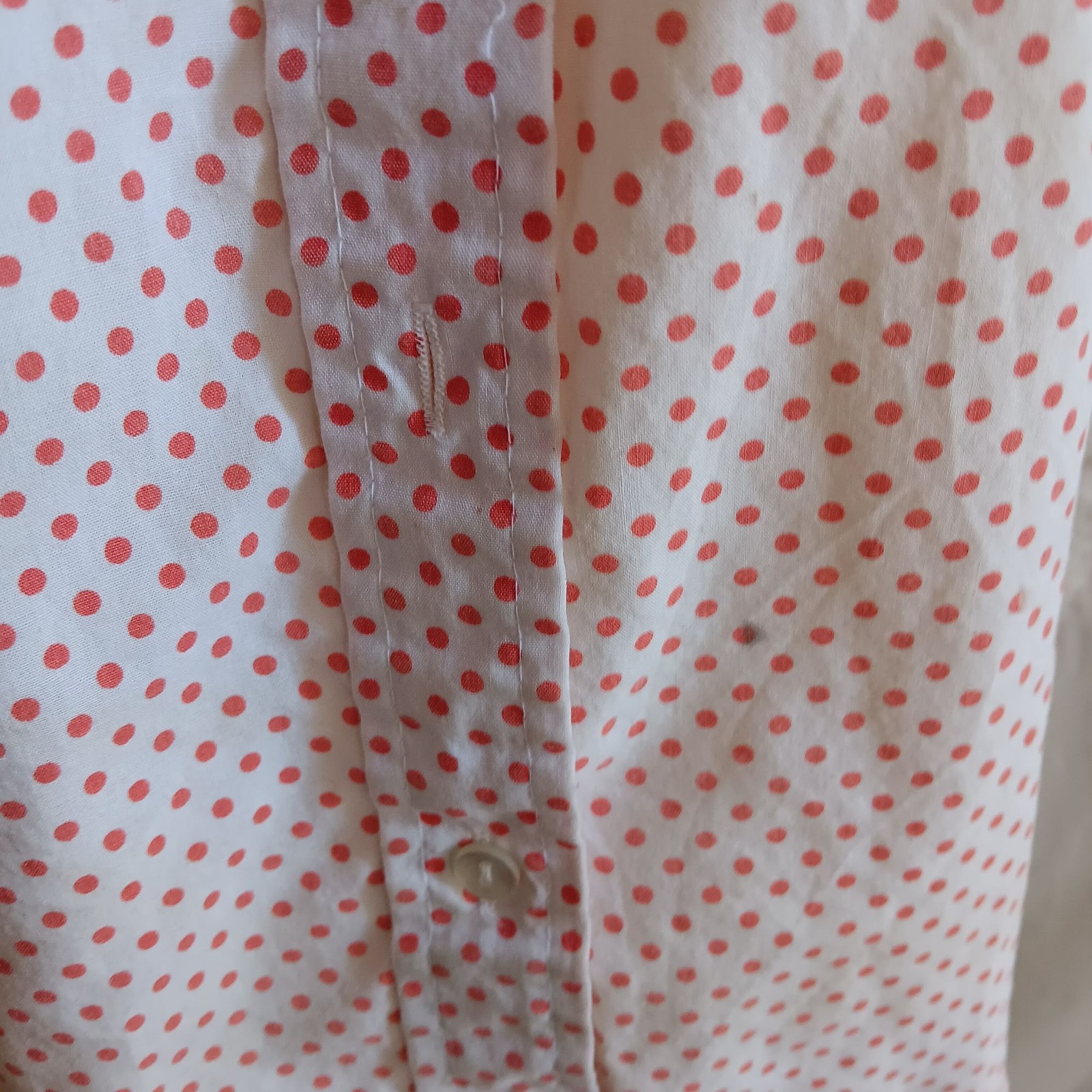 True Vintage Women’s Top Small 1960’s Mod Granny sz 34 White/Pink Polka Dot