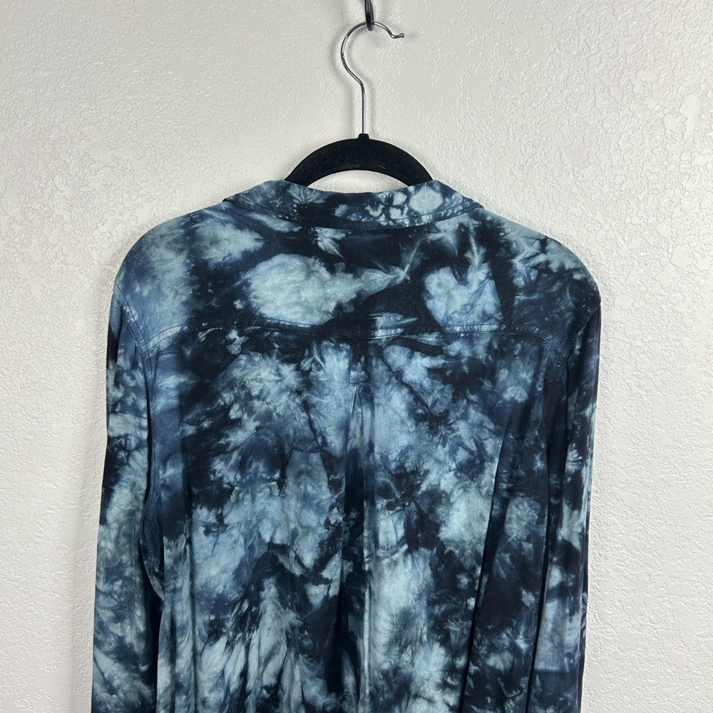 Rock & Republic Blue Tie-Dye Shirt Long Sleeve Button Down Sz L Career Wear
