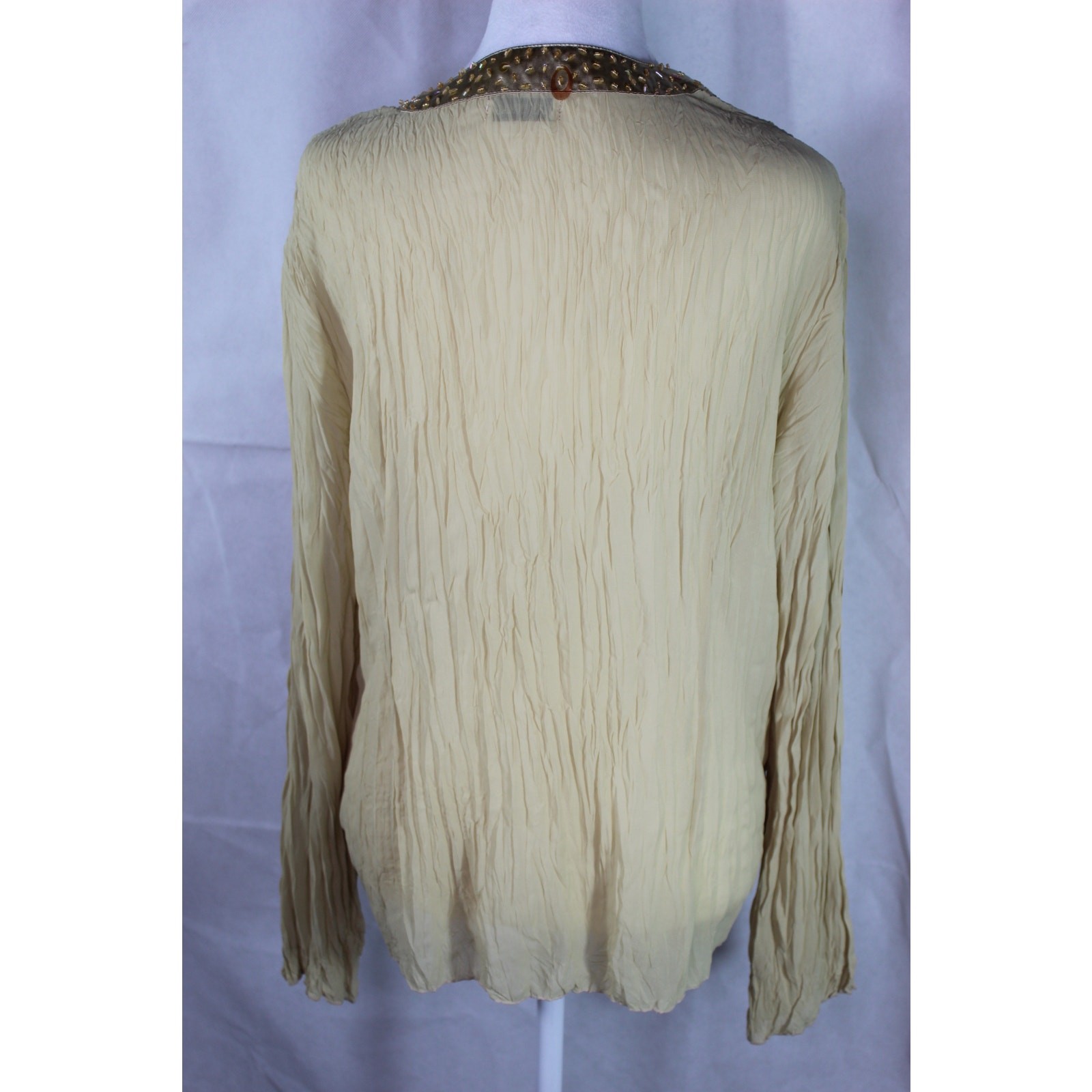 Vintage Kaelyn Max Y2K 90s Sheer Cardigan Beaded Satin Trim Tie Front XL