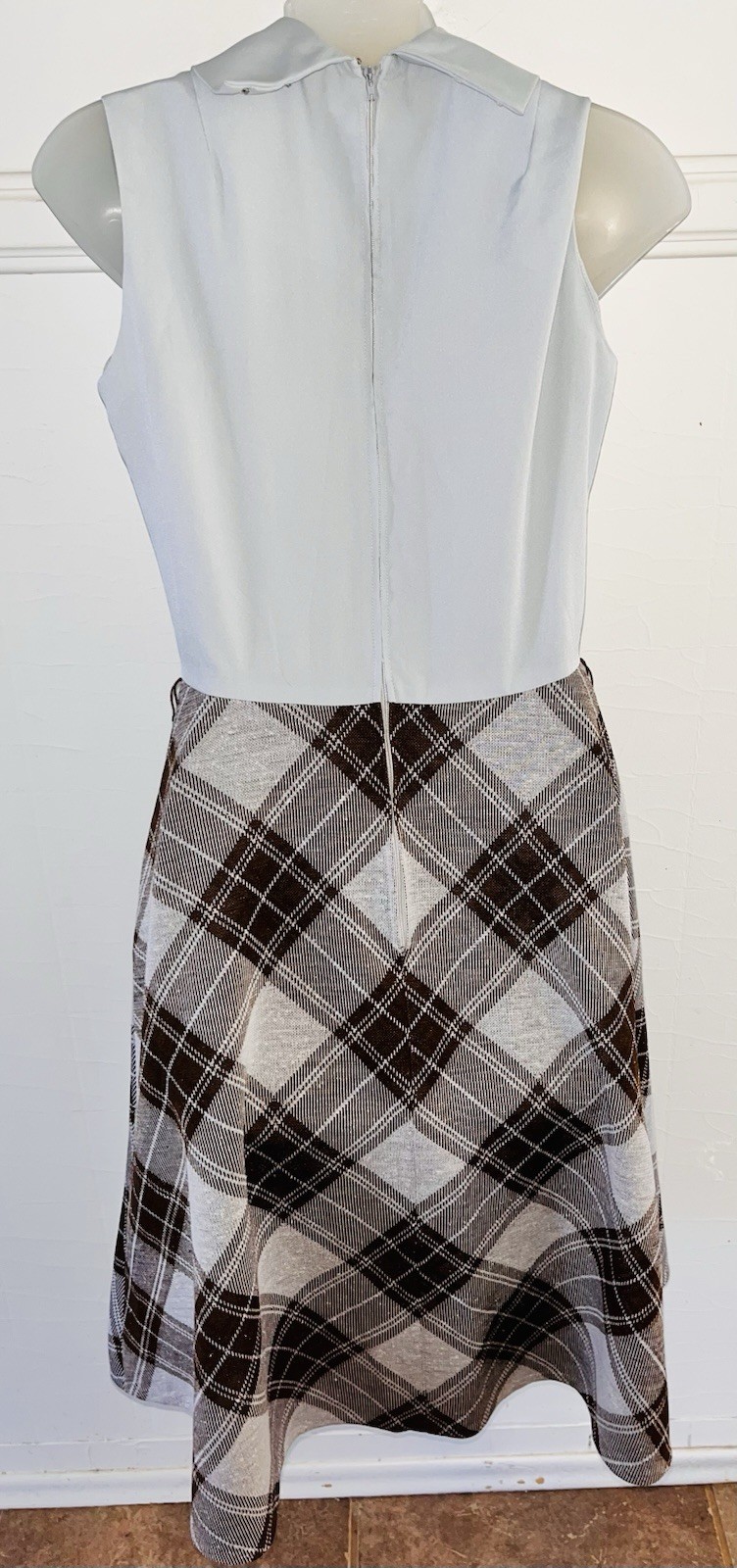Vtg 1960s 70s Young Dimensions Parade Saks Fifth Avenue Plaid MOD GoGo Dress XS