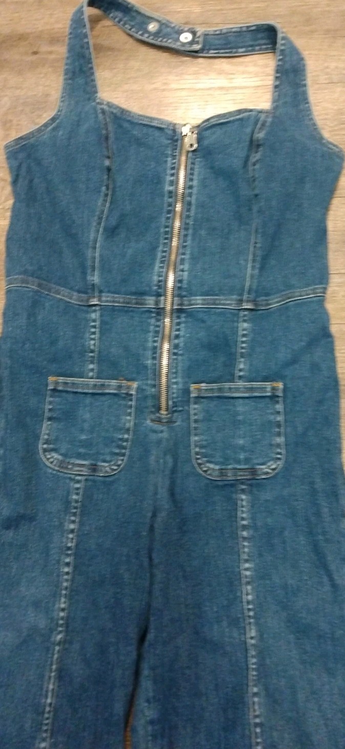 VTG Overalls Fredericks of Hollywood Denim Jumpsuit Women’s sz 9 70s 80s Disco