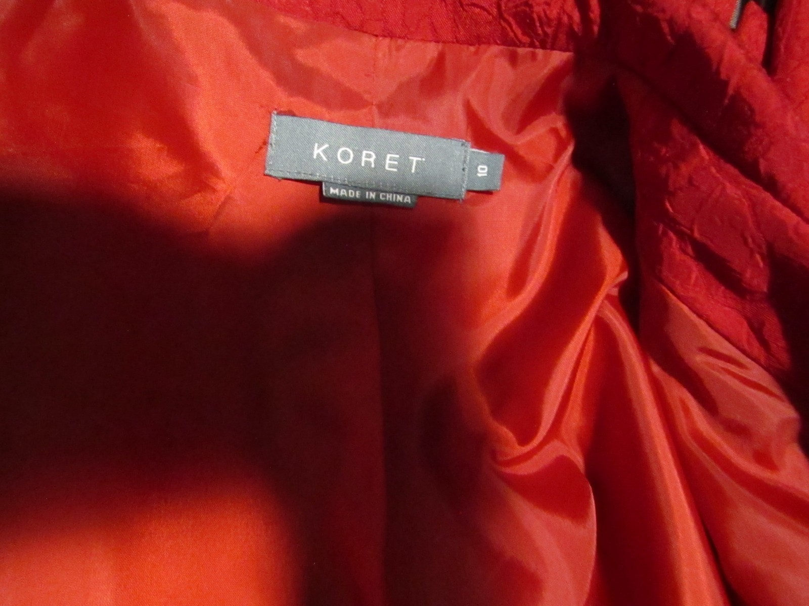 Koret Open Jacket Blazer Women’s Size 10 Red Textured Lined Pockets