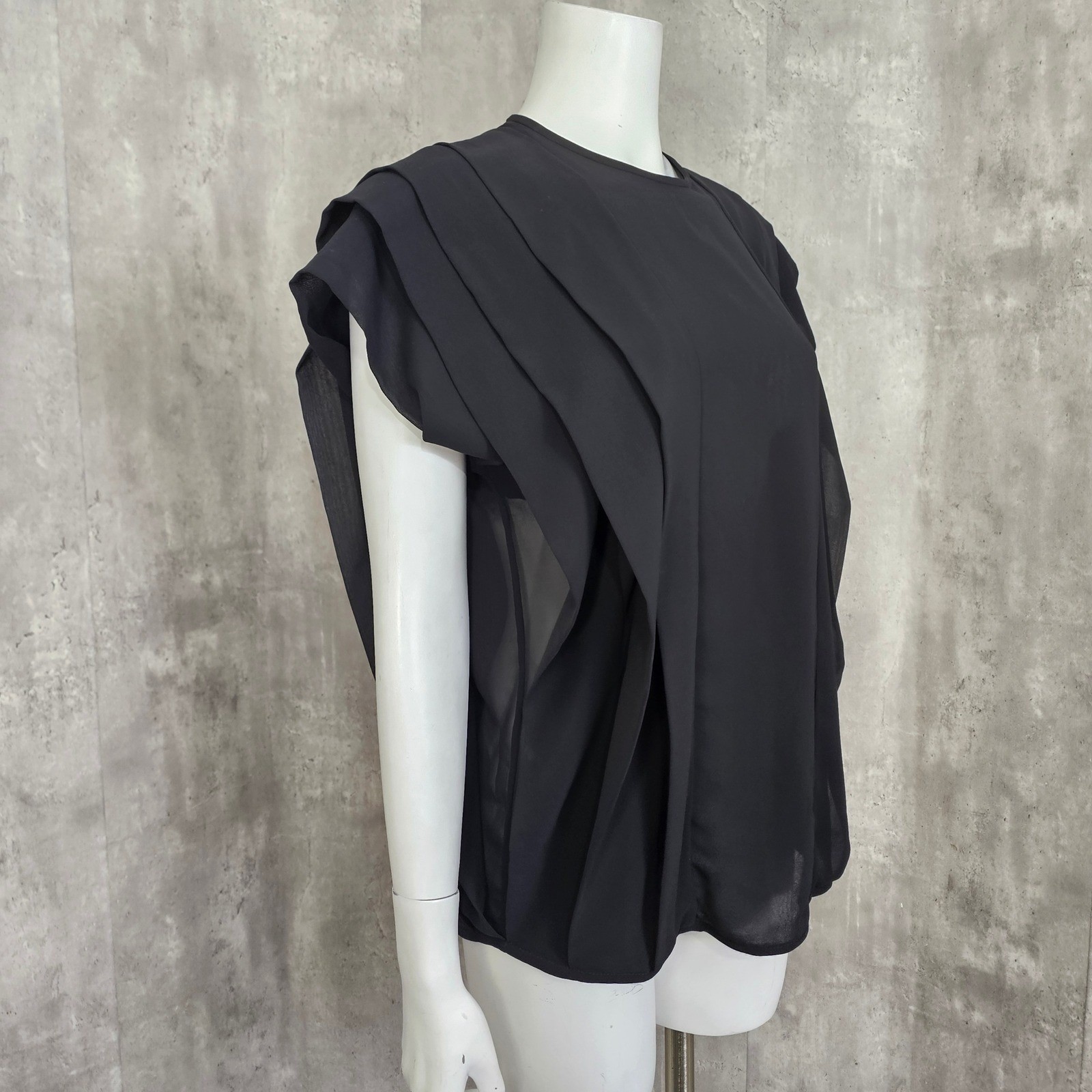 Vintage 80s Barboglio Cristina Jan Black Pleated Skirt & Sheer Blouse Set USA 4