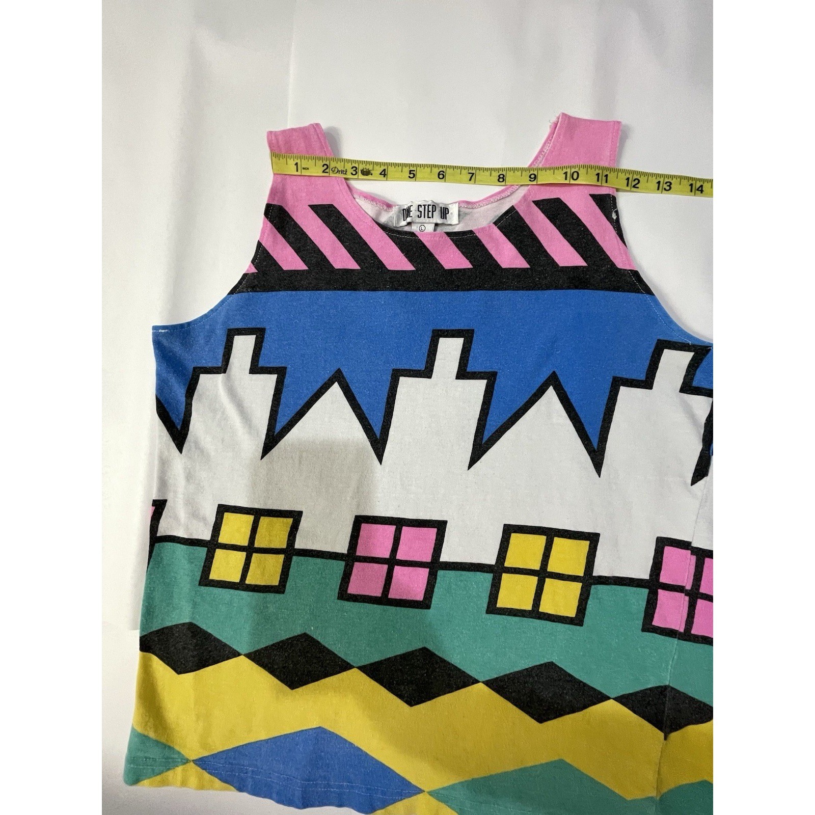 VTG 80s One Step Up City Scape Top SZ L (Faded See Flaws