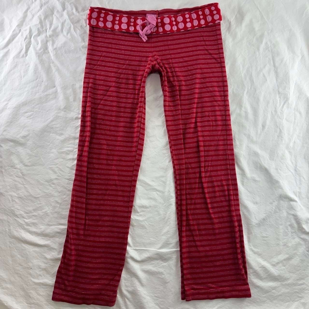 VTG Victoria’s Secret PINK Red & Pink Striped Low Rise Foldover Pants Sz S Y2k