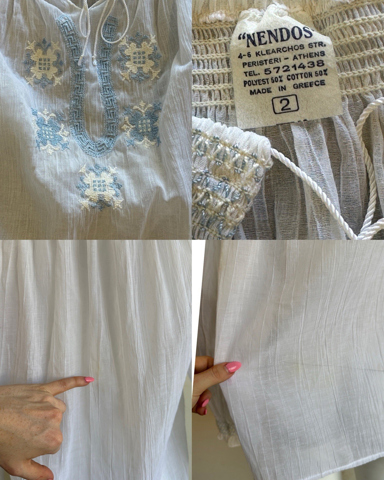 Vintage 70s Embroidered Peasant Blouse 1970s Boho
