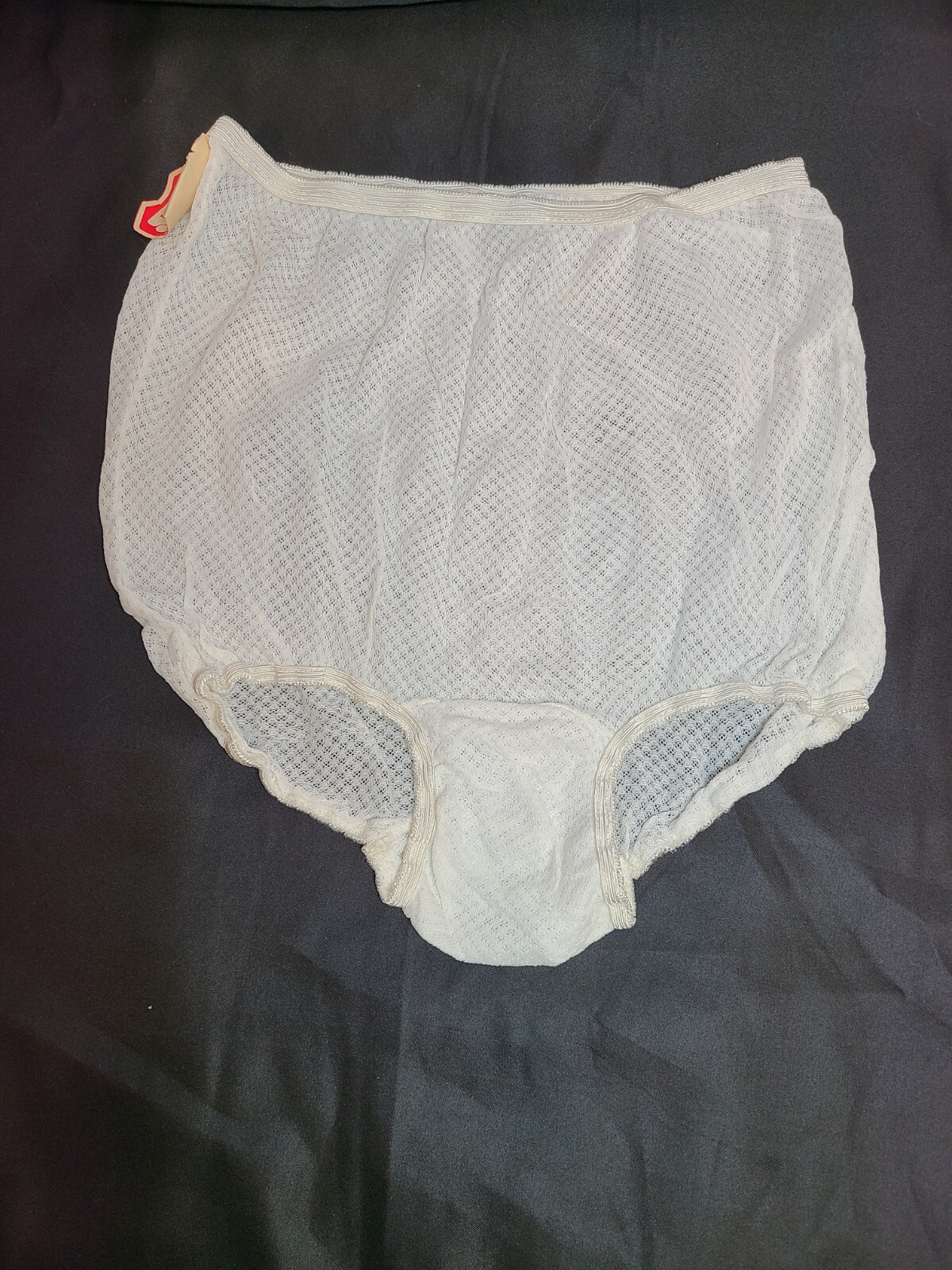 100% Acetate White Granny Panties NEW With Tags Tricot Size 7L Acele Du Pont