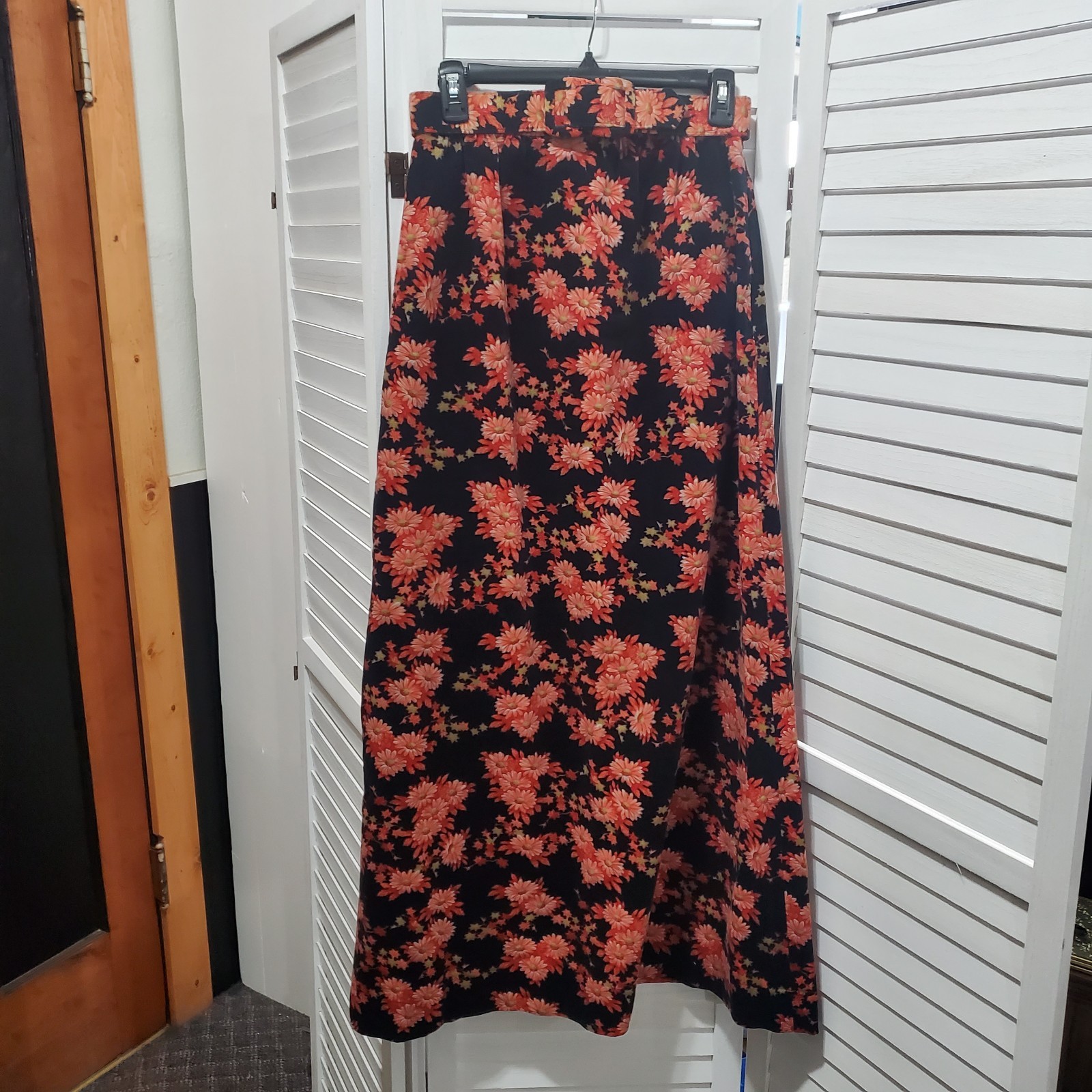 Vintage 1970s Velvet Maxi Skirt by Nelly de Grab w Belt Lined Size 10 *Rare* S