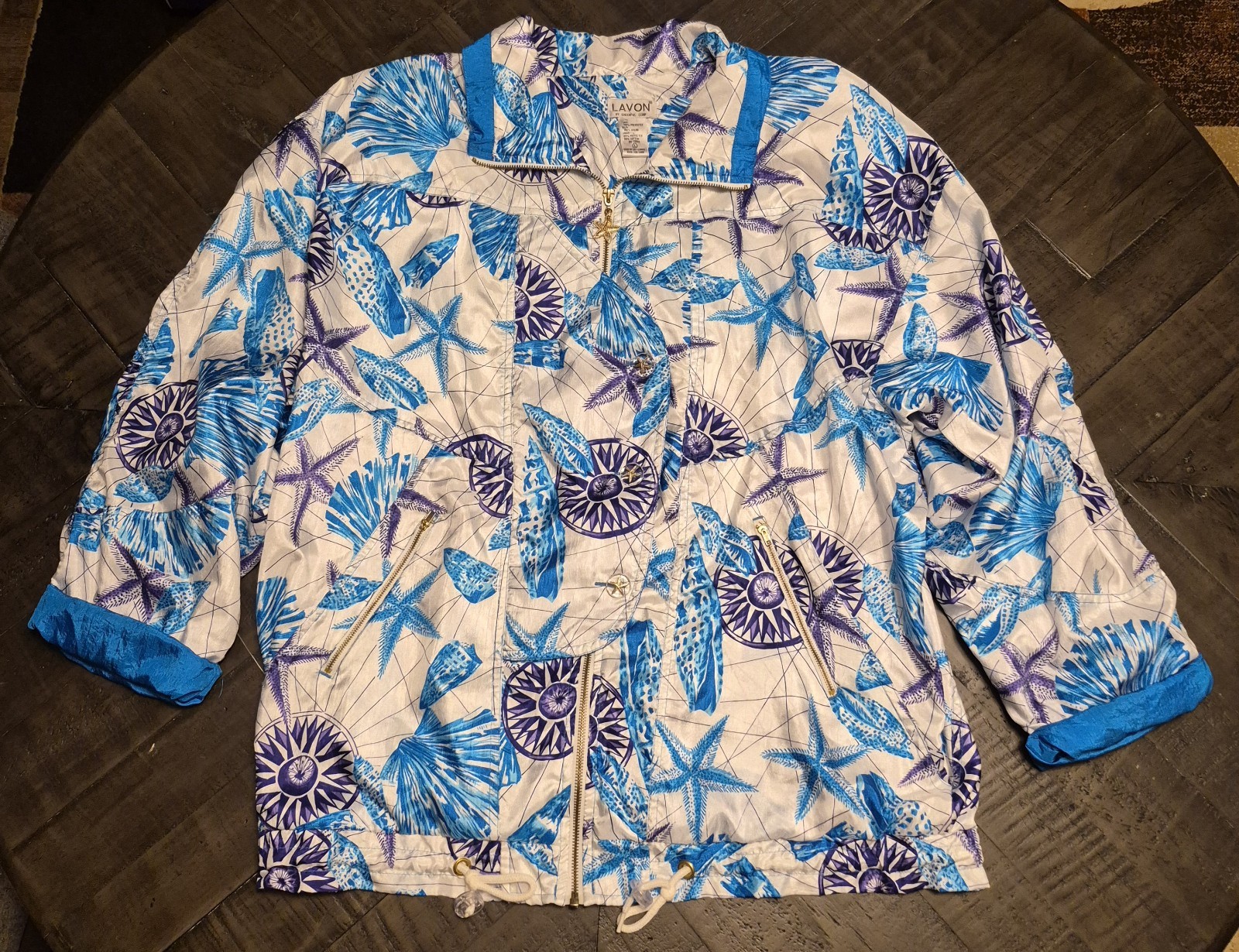 LAVON Vintage 80s 90s Cheerful Corp Teal Windbreaker Jacket Pants Large Starfish