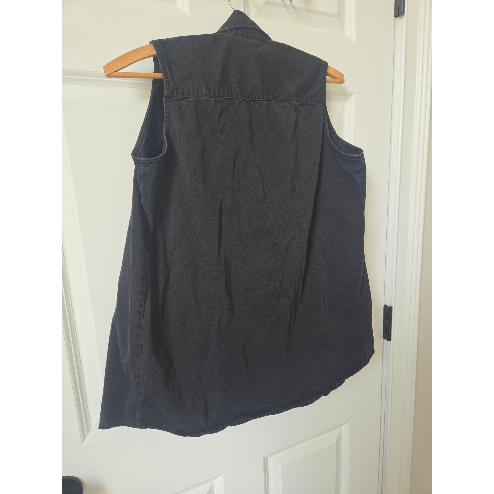 American Eagle 90s Y2K Black Cotton Sleeveless Button Down Vest Small