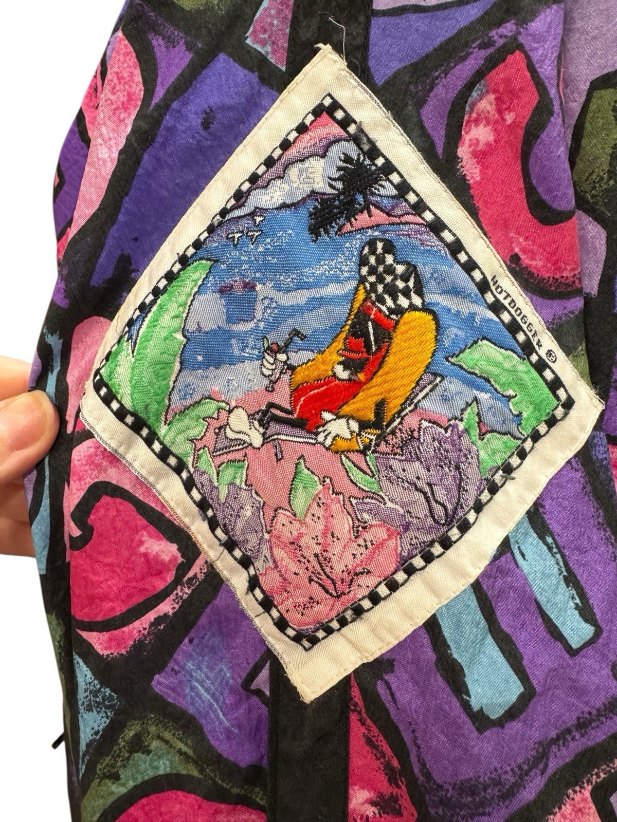 Vintage 80’s Hotdogger Windbreaker Size M Colorful Alphabet Pattern Great Shape!
