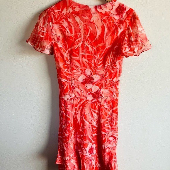 Vintage Scarlett Orange Floral Midi Dress Size 8 90s Y2K Whimsical Fairy