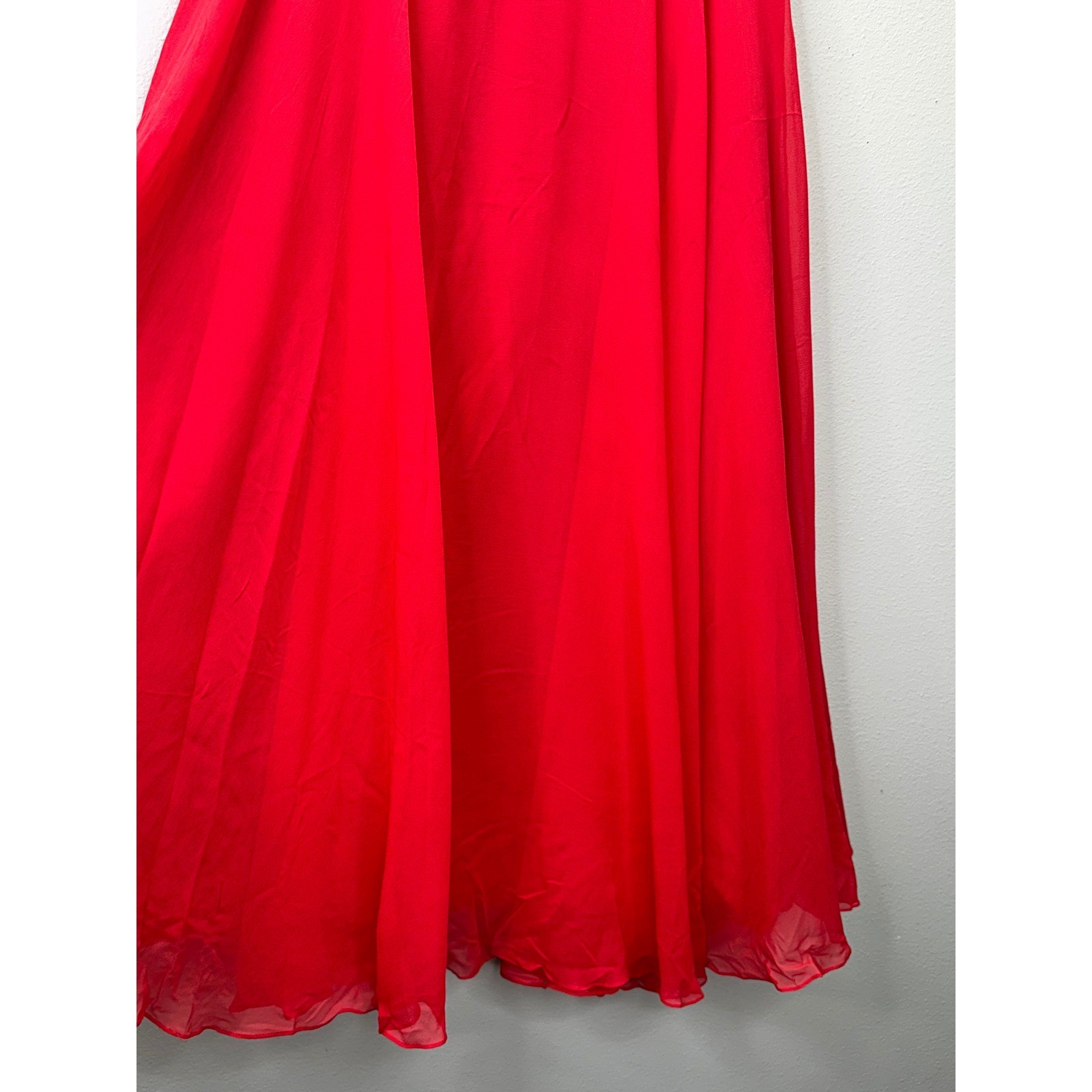 Nite Line by Deli Red 100% Silk Maxi Skirt Size 12 Formal Evening Chiffon VTG