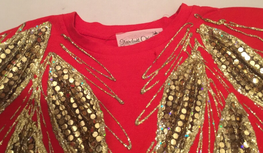 Stardust Original Of California Red Sweater 80s Gold Sequin Ugly Christmas M/L