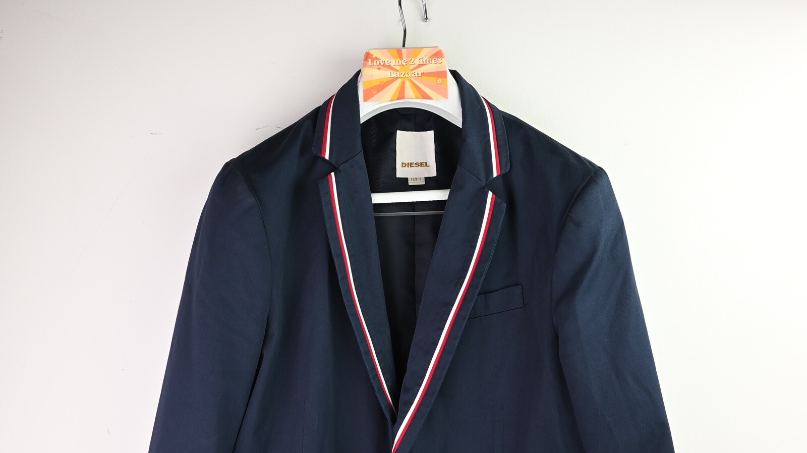 Vintage Diesel blazer in navy with red & white trim size S/UK10