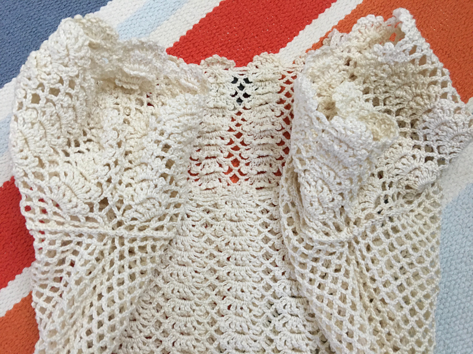 Vintage 60s 70s Cotton Hand Crochet Netting Festival Top Philippines SK Imports