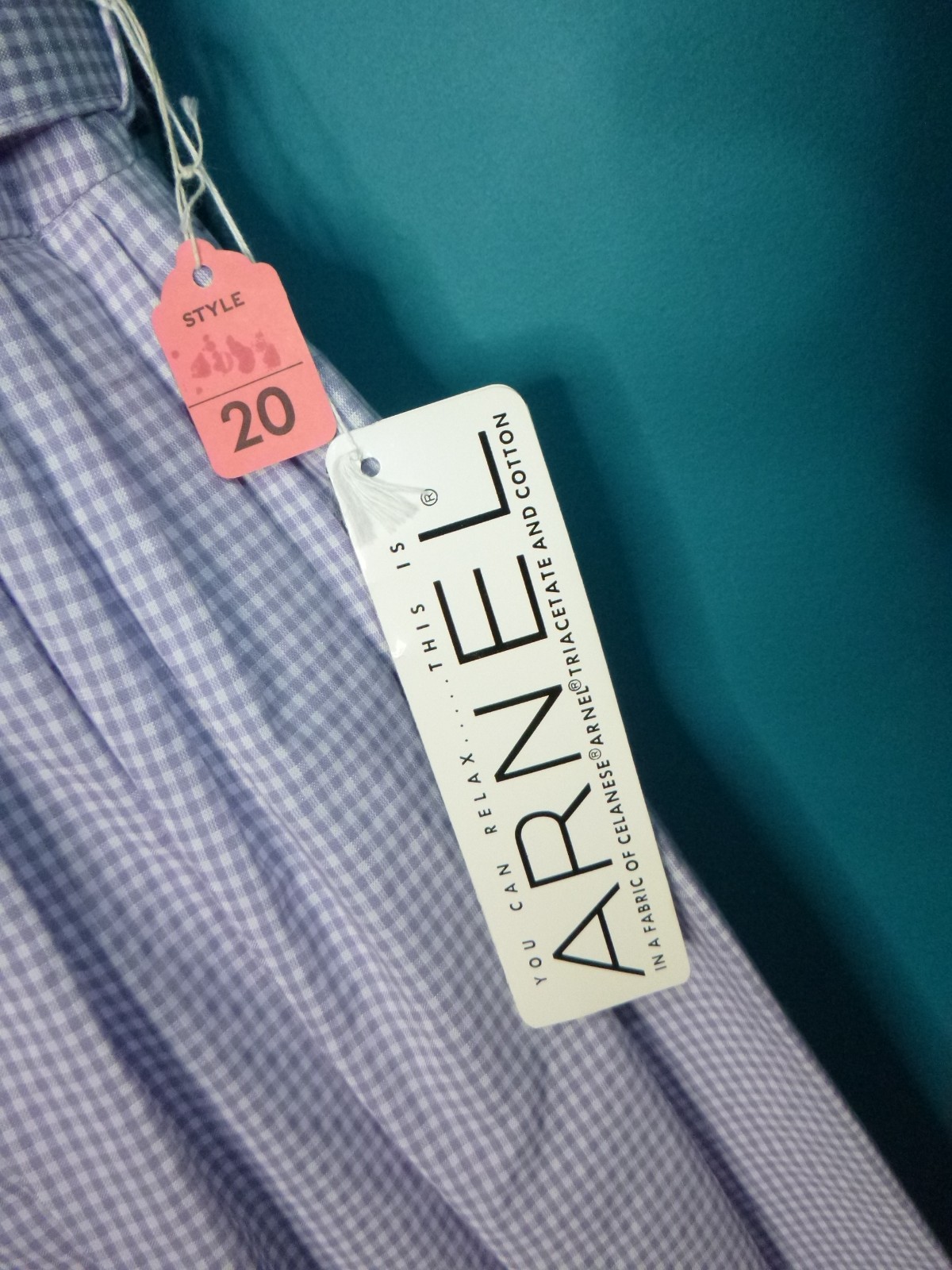 NOS Vtg 60s Shirtwaist Dress Lilac Gingham W/ Belt Sz 20 XL/XXL *VOLUP*
