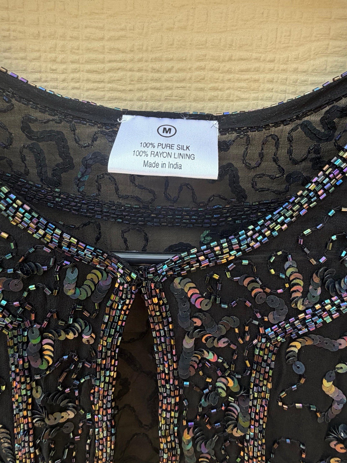 Black Silk Beaded Sequin Cardigan