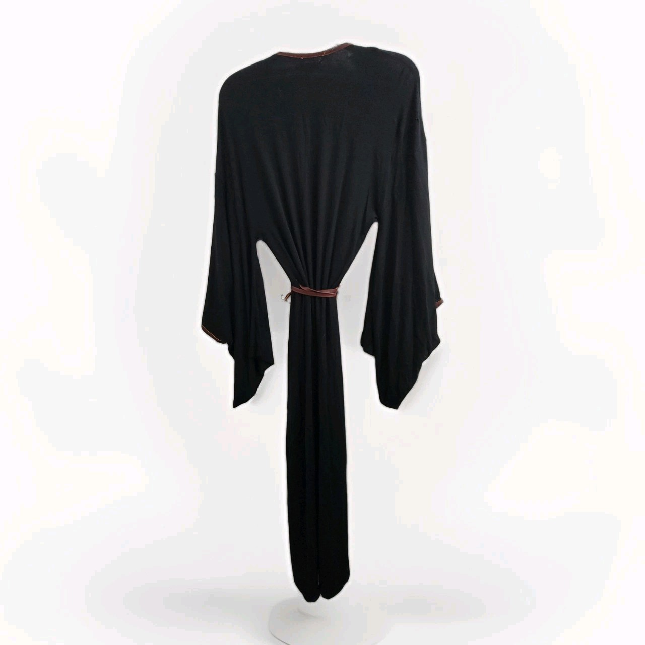 Japanese style Kimono dress Vintage black Cotton lycra Jersey dress/robe size 8