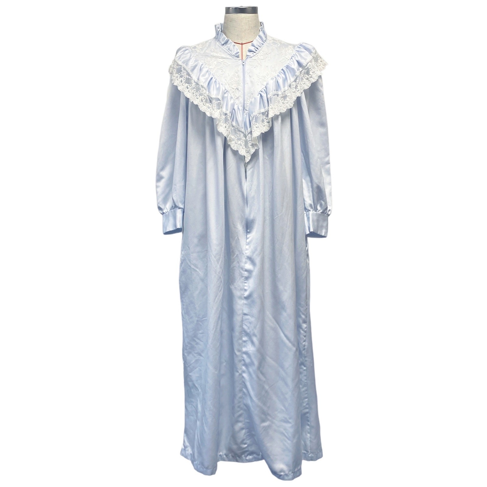 Vintage Cine Star Womens Pale Blue Lace Ruffle Sleep House Dress