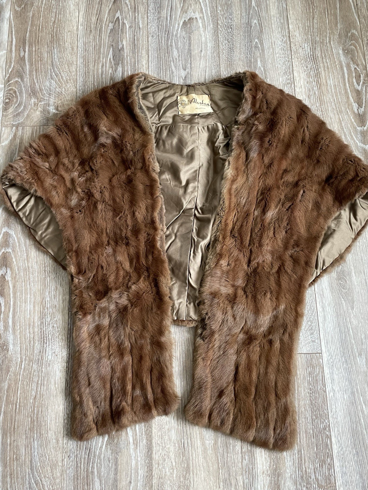 VTG Mink Wrap Old Hollywood Reddish Br. XL LONG Alaskan Fur Co. Houston Union