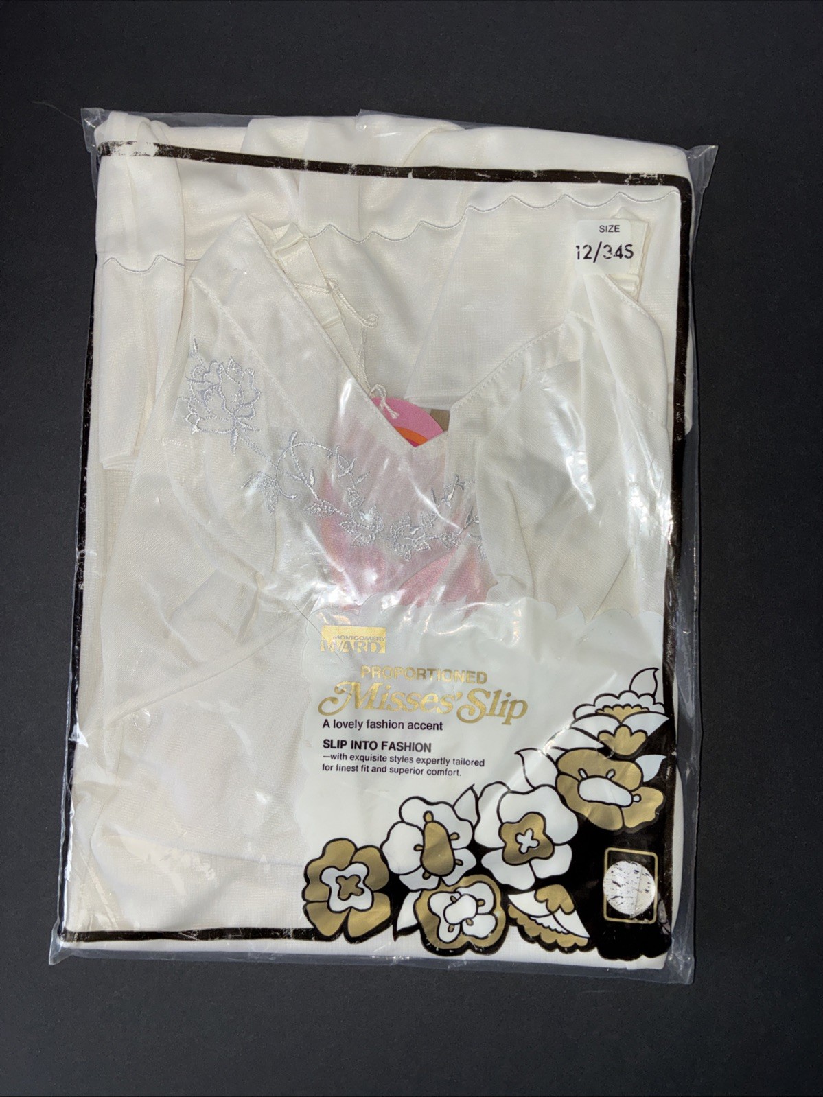 Montgomery Ward NOS Vintage Misses White Full Length Slip Size 12/34S